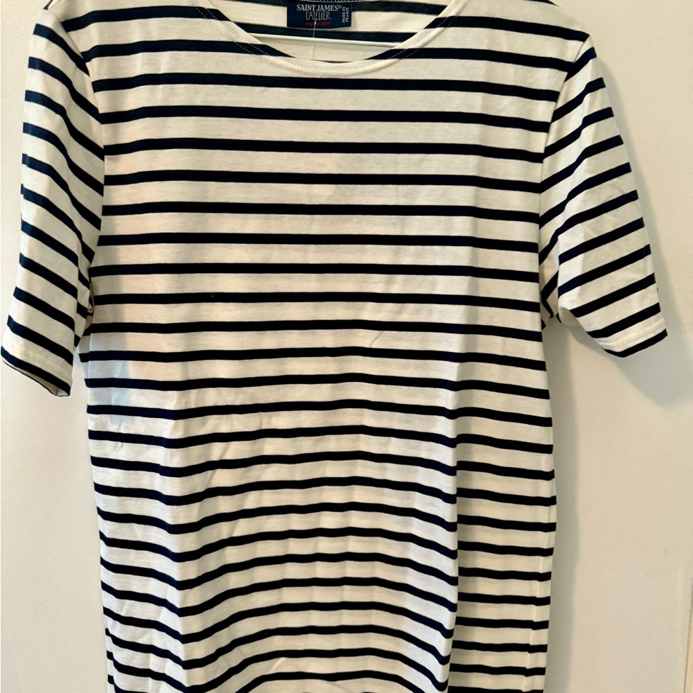 Saint James Levant Modern shirt, Ecru/Navy Breton Stripe, Unisex, size medium - Picture 3 of 6